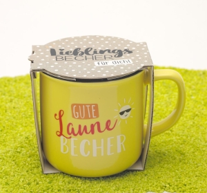 Becher Porzellan "Lieblingsbecher für Dich" Gute Laune 350 ml