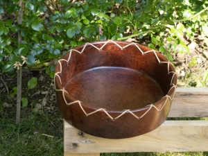 Handmade Ton Schale rund mit Rattan 25cm