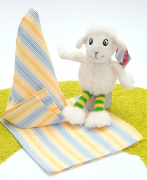 Set aus Schaf Funny Sheep grün und Servietten Picknick dotter-himmelblau gestreift