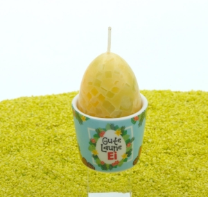 Set aus Eierbecher Gute Laune und Mosaikkerze lime-sonnenblume 6,5cm