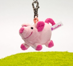 Schlüsselanhänger mit Karabinerhaken Schwein Loulou 9cm