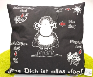 Kissen aus Baumwolle ODIAD in schwarz - Ohne Dich ist alles doof