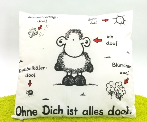 Kissen aus Baumwolle ODIAD in weiß - Ohne Dich ist alles doof
