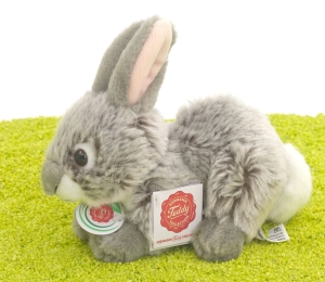 Plüschtier Hase sitzend grau 18cm