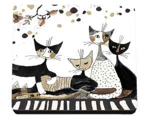 Untersetzer aus Filz mit MDF Druck Wachtmeister - Cats Sepia (Katzen)