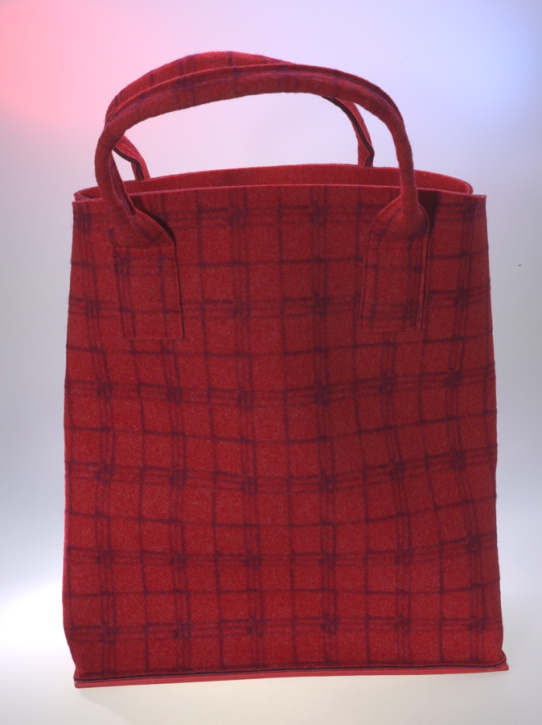 XXL Tasche Shopper Tweed aus Nadelfilz in purpur-mohn 30 x 42 x 22 cm