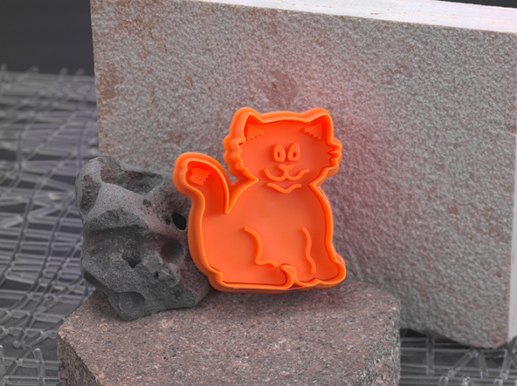 Ausstecher aus Kunststoff zum Prägen Katze orange 6cm