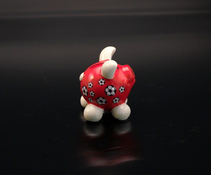 Sparschwein Glücksschwein Fussball rot 8,5cm