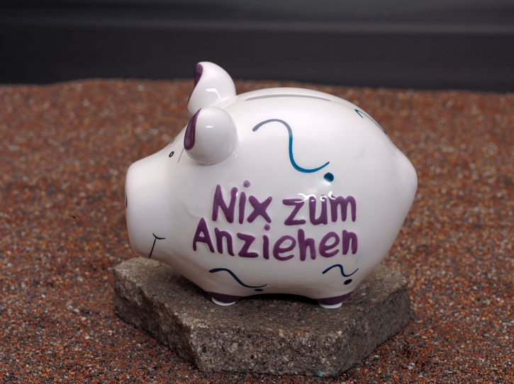 Sparschwein Nix zum Anziehen 9 x 12,5 cm