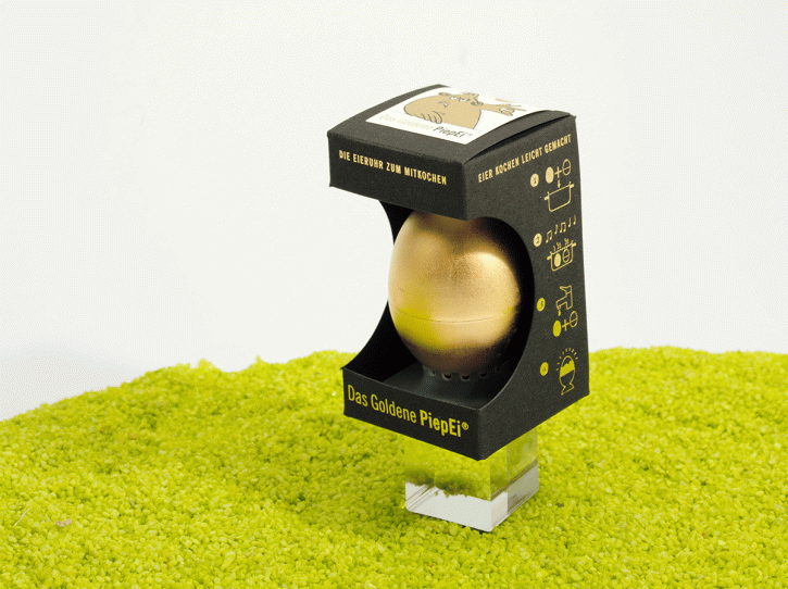 Das Goldene PiepEi mit 24 Karat Gold für drei Härtegrade
