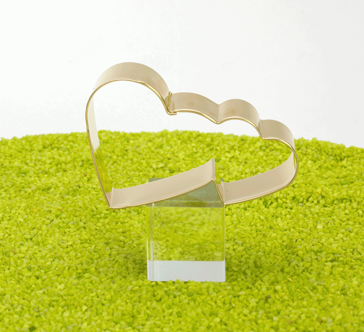 Ausstecher vergoldet Doppelherz 8,5cm