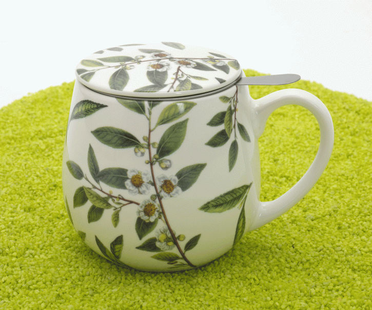 Kuschelbecher Porzellan Deckel & Sieb Tea for you - My favourite tea Grüner Tee 420ml