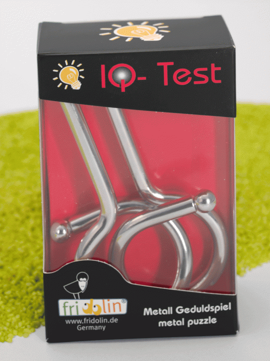 IQ Test Geduldspiel aus Metall - 2 Ringe mit Stift