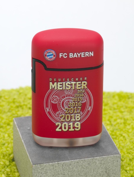 Feuerzeug Easy Torch 8 Rubber 3D FC Bayern 7x Meister rot