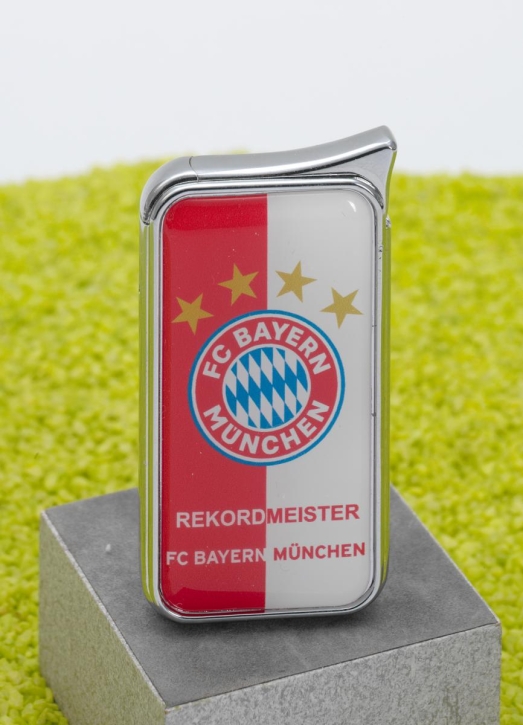 Feuerzeug Doming FC Bayern Metall chrom in rot-weiß
