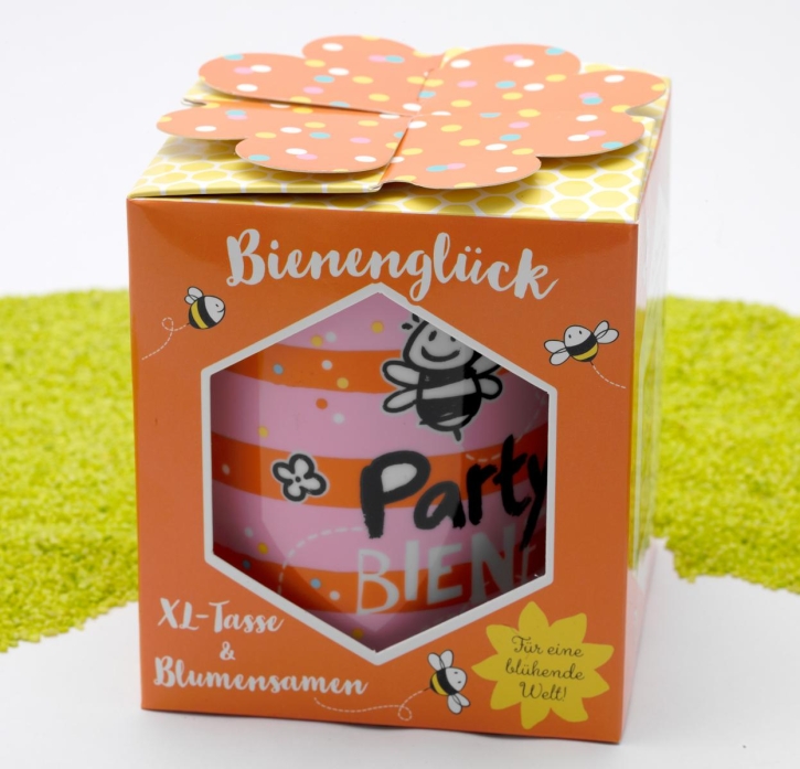 XL Henkelbecher Porzellan Bienenglück Party Biene