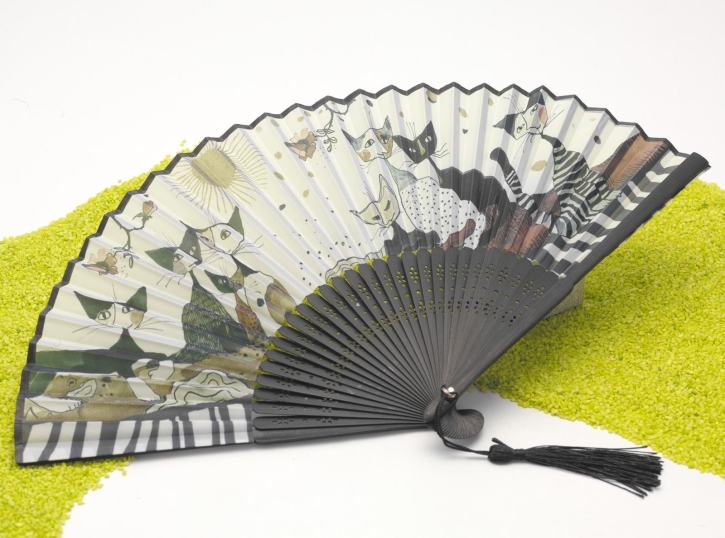 Fächer aus Stoff und Bambus Rosina Wachtmeister Cats Sepia