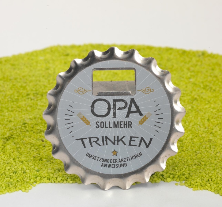 3in1 Flaschenöffner Bieröffner Untersetzer mit Magnet  - Opa soll mehr trinken