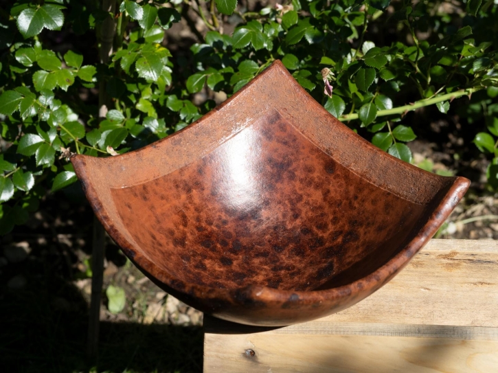 Handmade Ton Schale rund mit gewölbtem Rand 23cm