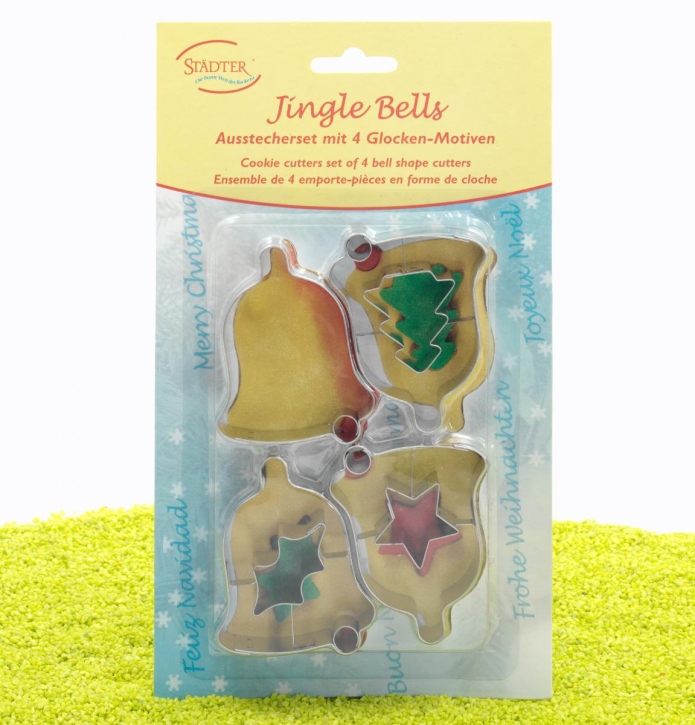 4er Set Ausstecher Jingle Bells Weißblech 7,5cm