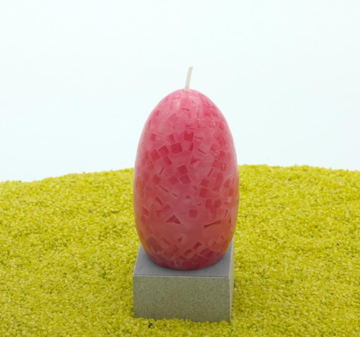 Eierkerze Mosaikwachs (Ostern) in pink 9cm