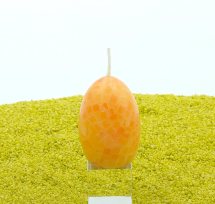 Eierkerze Mosaikwachs (Ostern) in orange-gelb  6,5cm