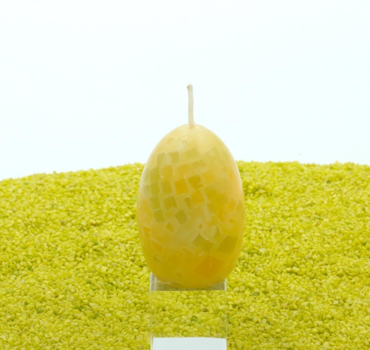 Eierkerze Mosaikwachs (Ostern) in gelb-grün 6,5cm
