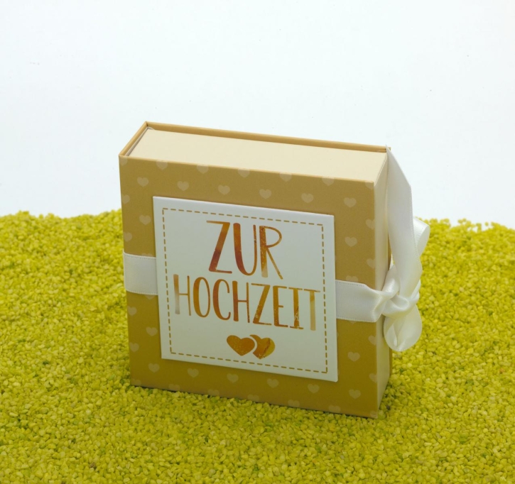 Geschenkschachtel mit Schleife - Zur Hochzeit 10 x 10 cm