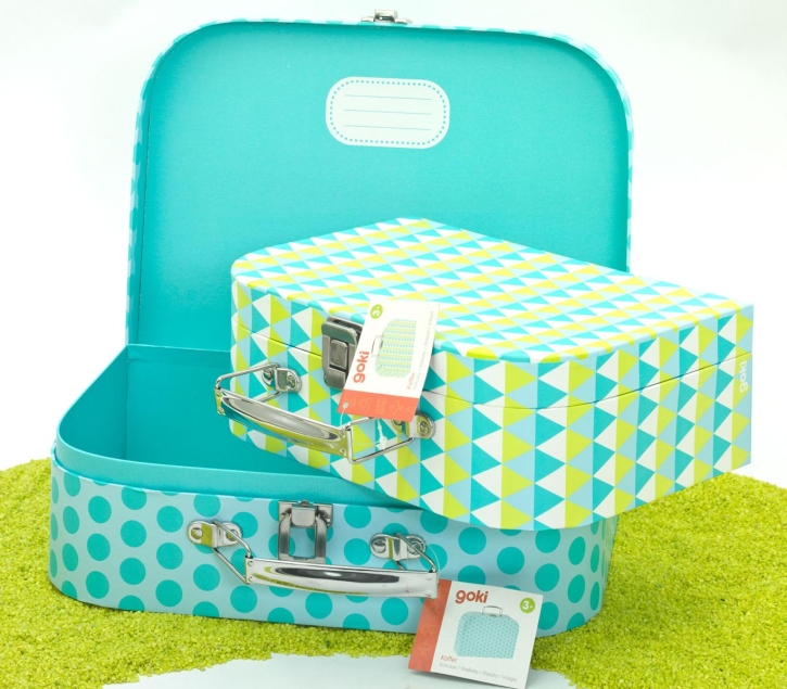 2er Set Koffer für Kinder Blaues Muster