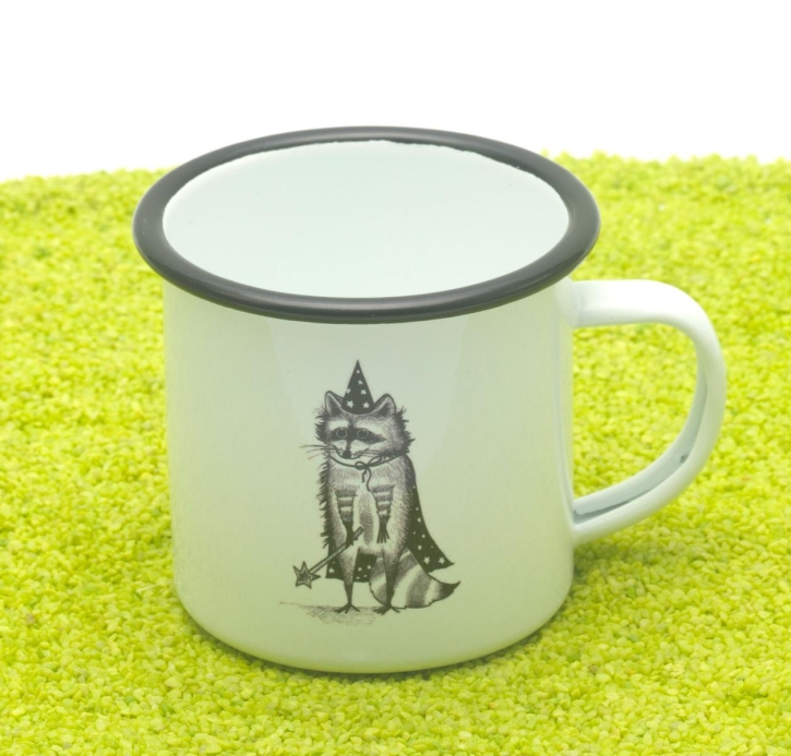 Tasse aus Emaille Zaubär (Waschbär) 300ml