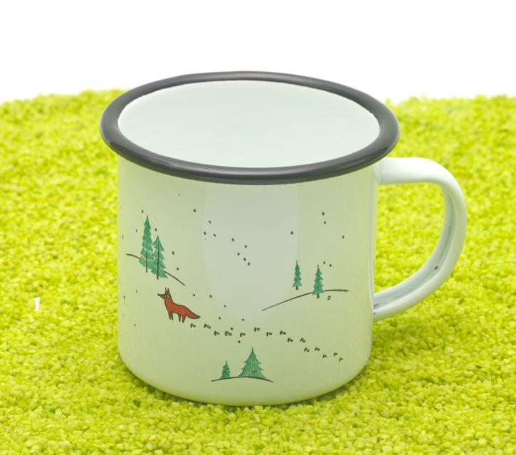 Tasse aus Emaille Winterfüchse 300ml