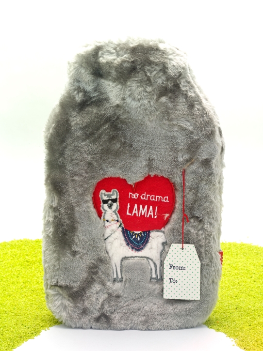 Wärmflasche mit kuscheligem Überzug No Drama Lama
