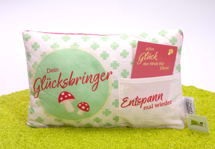 Geschenk-Kissen mit Karte Glücksbringer