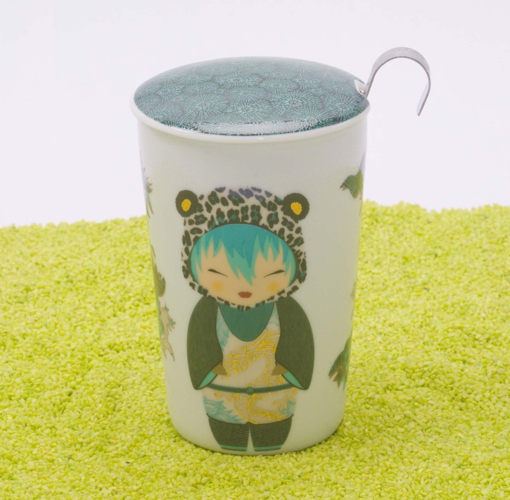 Trinkbecher Teaeve Porzellan mit Deckel & Edelstahlsieb Little Animals Leo 350ml