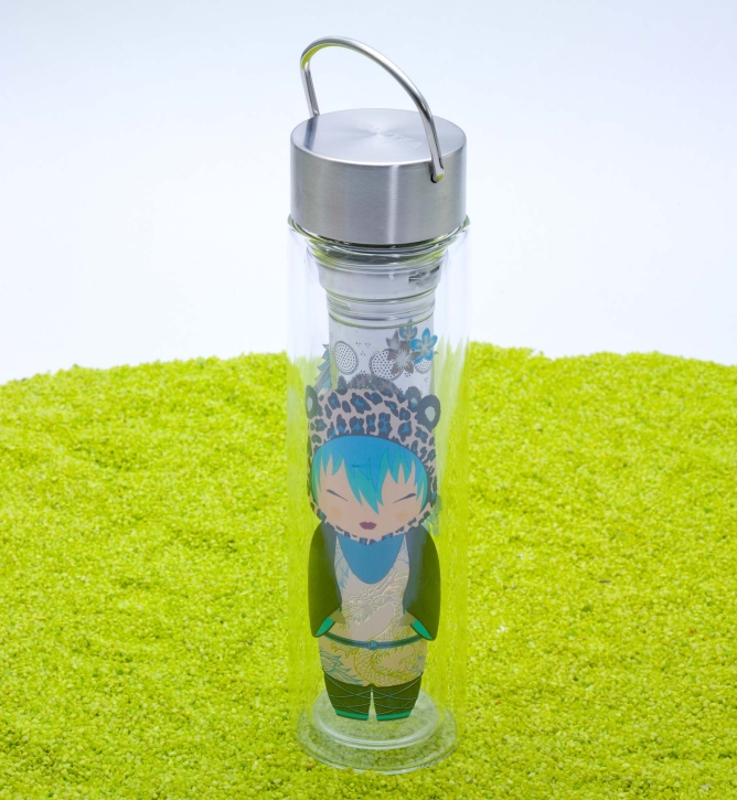 FlowTea Teezubereiter aus Glas Little Animal Leo 400ml Neoprenhülle