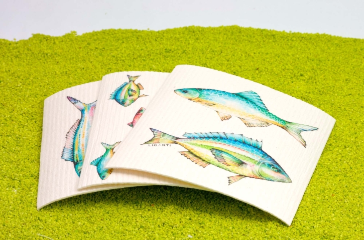 3er Set Schwammtücher Bunte Fische