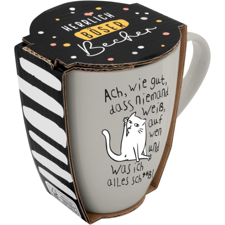 Becher Porzellan Herrlich Böser Becher Niemand Weiss 350ml