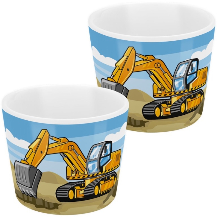 Eierbecher aus Porzellan für Kinder Bagger