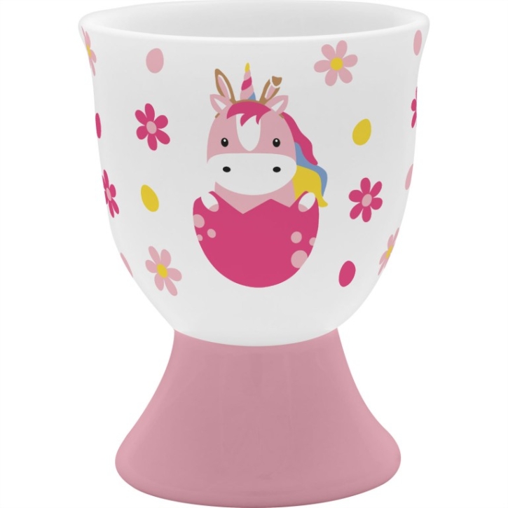 Eierbecher mit Fuß aus Porzellan für Kinder Einhorn
