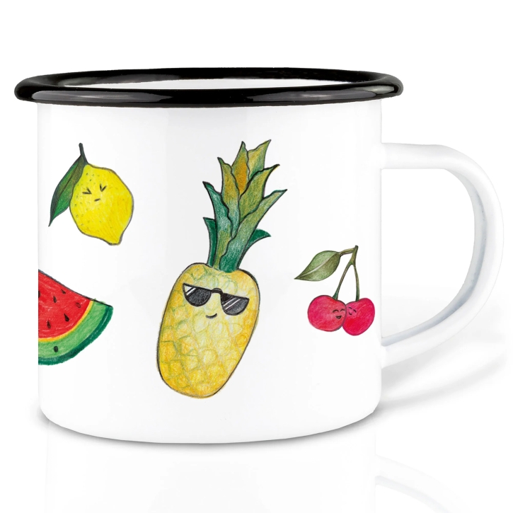 Tasse aus Emaille Obstsalat 500ml Tasse aus Emaille Obstsalat 500ml